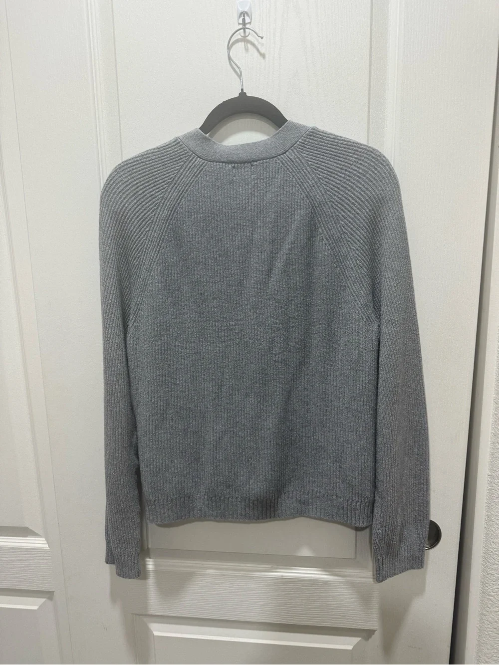 J.Crew Gray Ribbed Cotton Blend V-Neck Cardigan Sweater Size M